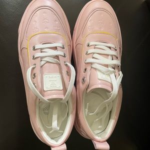 MCM Women's Skyward Monogram Pink Leather Platform Sneakers